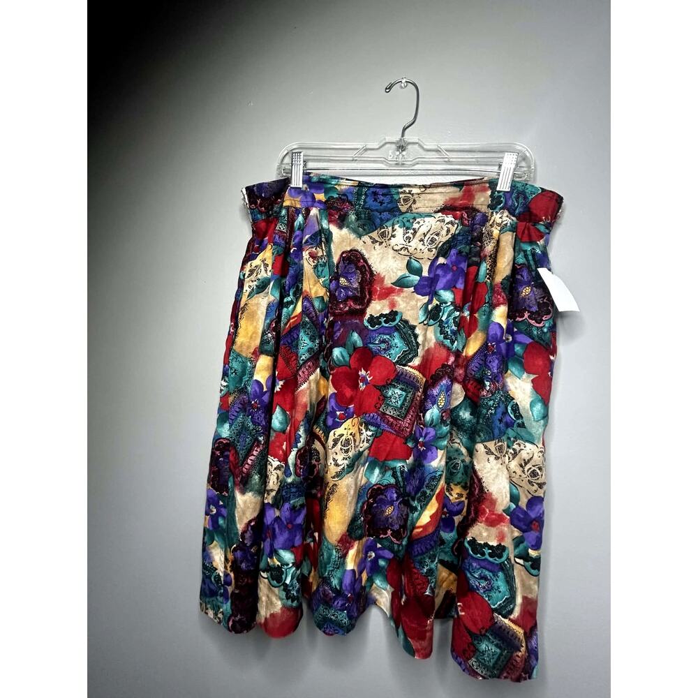 Distinctly Different Vintage 100% Rayon Abstract Print Midi Skirt 80sMaximalist